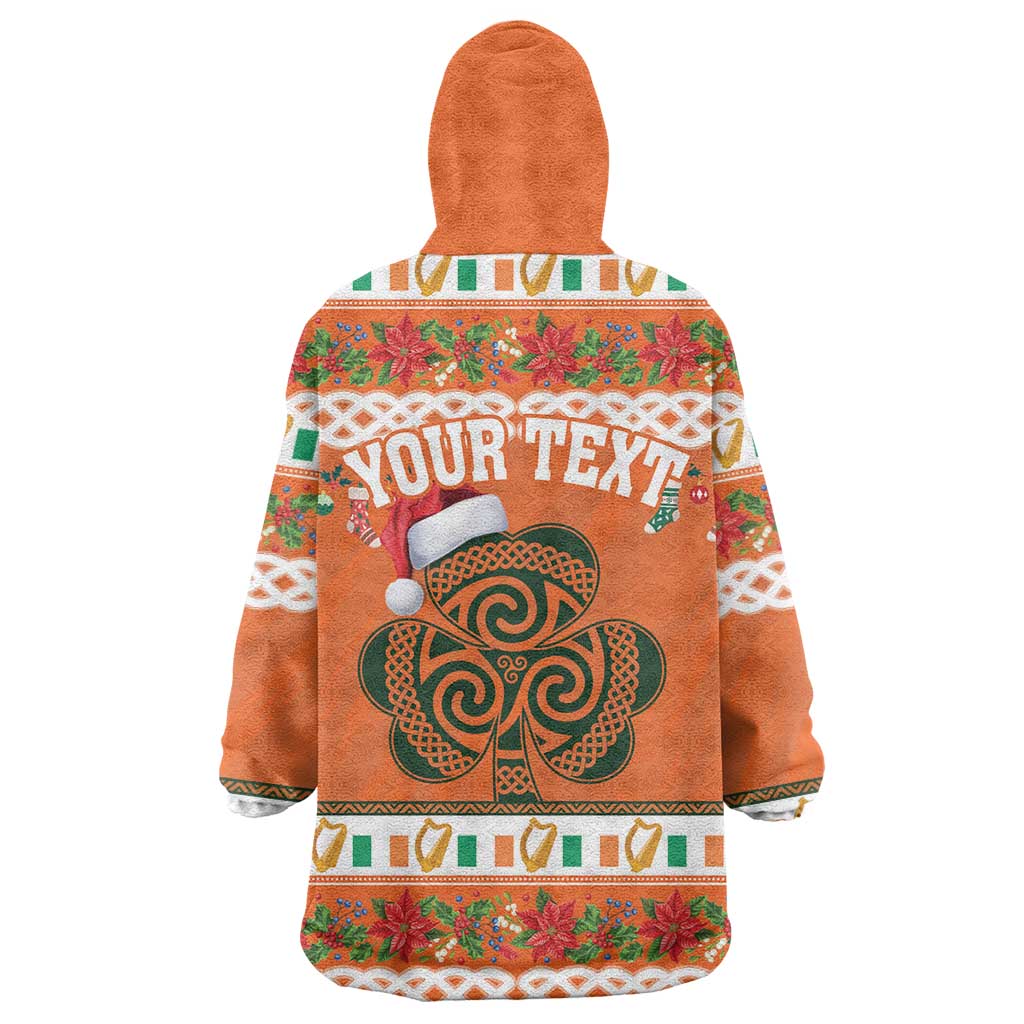 Personalized Ireland Christmas Wearable Blanket Hoodie Irish Shamrock Celtic Nollaig Shona Dhuit - Wonder Print Shop
