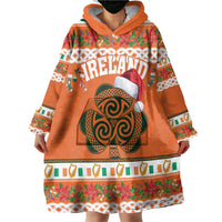 Personalized Ireland Christmas Wearable Blanket Hoodie Irish Shamrock Celtic Nollaig Shona Dhuit - Wonder Print Shop