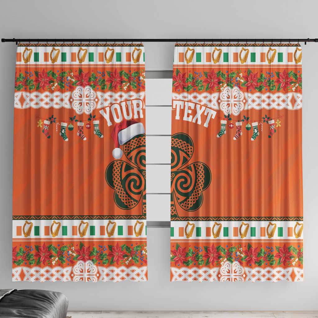 Personalized Ireland Christmas Window Curtain Irish Shamrock Celtic Nollaig Shona Dhuit - Wonder Print Shop