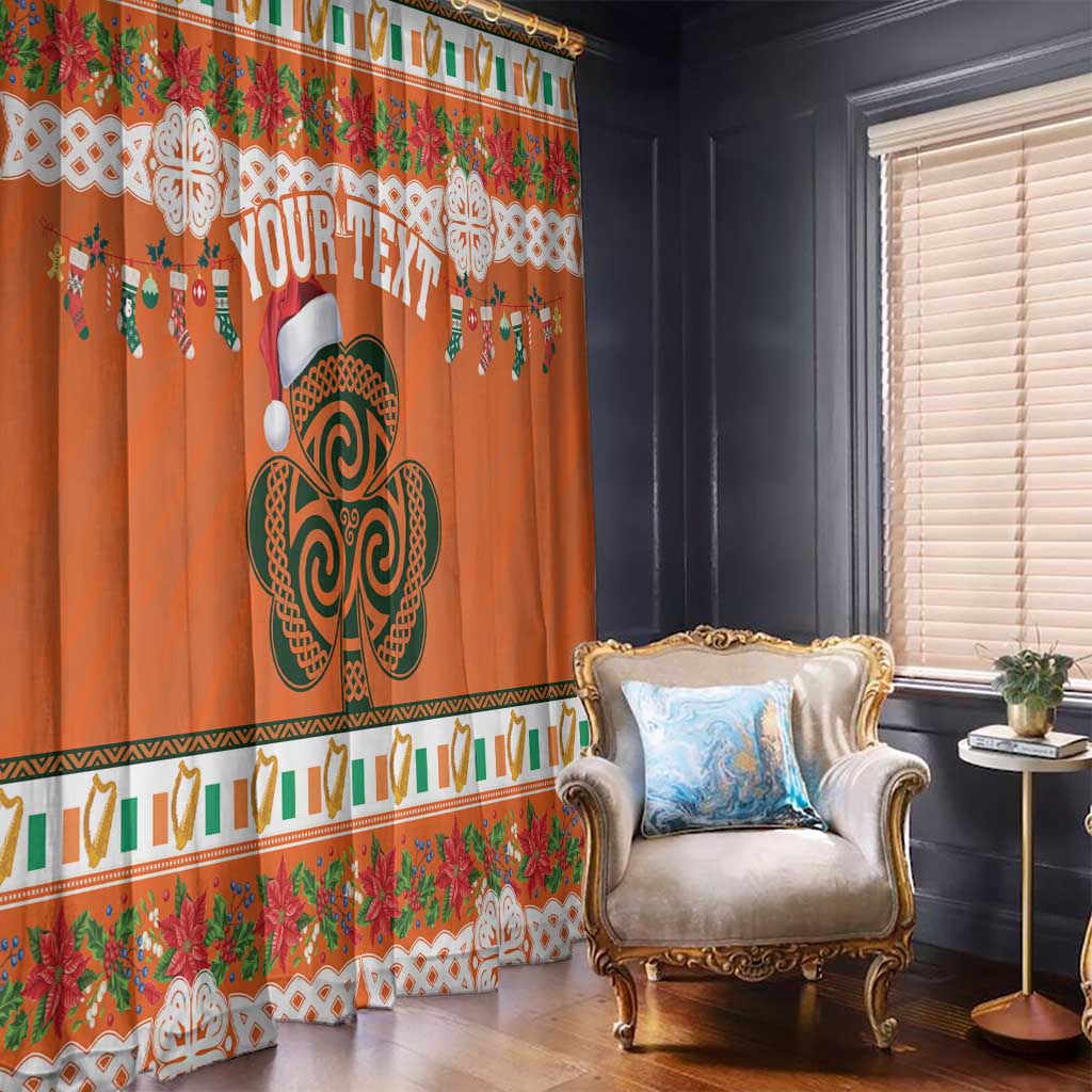 Personalized Ireland Christmas Window Curtain Irish Shamrock Celtic Nollaig Shona Dhuit - Wonder Print Shop