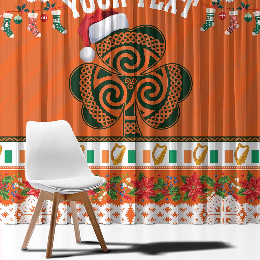 Personalized Ireland Christmas Window Curtain Irish Shamrock Celtic Nollaig Shona Dhuit - Wonder Print Shop