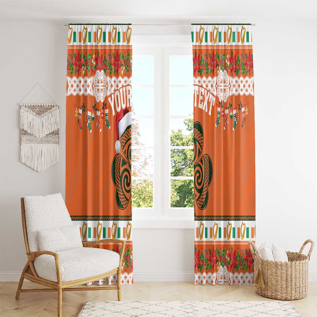 Personalized Ireland Christmas Window Curtain Irish Shamrock Celtic Nollaig Shona Dhuit - Wonder Print Shop