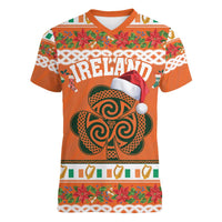 Personalized Ireland Christmas Women V-Neck T-Shirt Irish Shamrock Celtic Nollaig Shona Dhuit - Wonder Print Shop