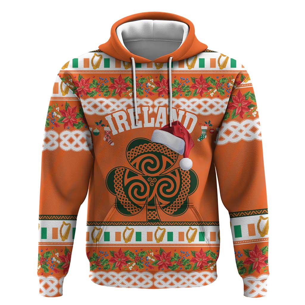 Personalized Ireland Christmas Zip Hoodie Irish Shamrock Celtic Nollaig Shona Dhuit - Wonder Print Shop
