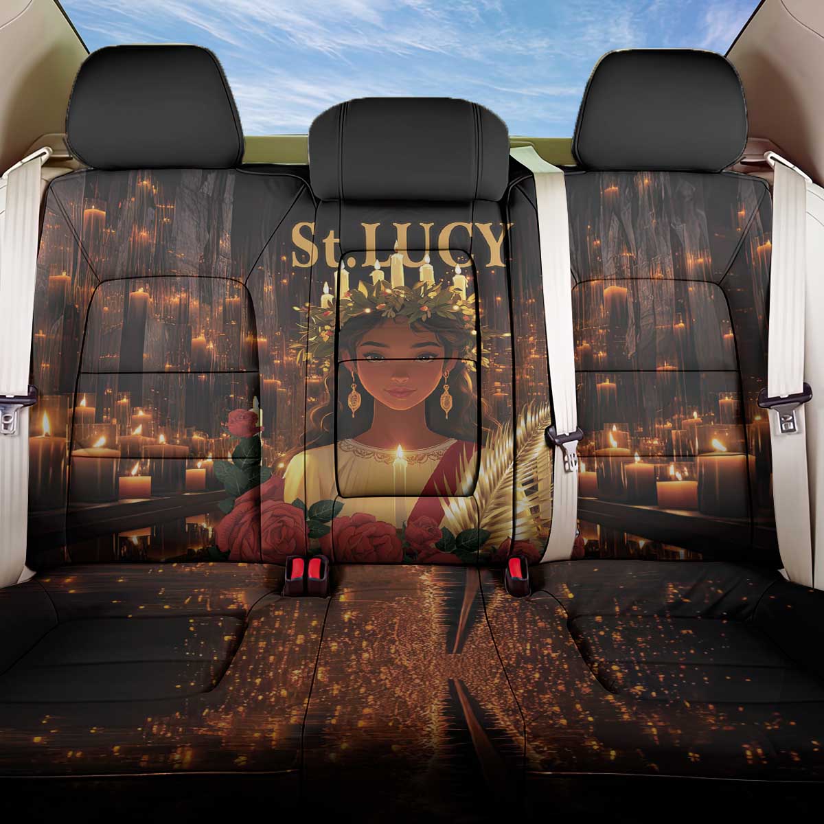 Happy St. Lucy Back Car Seat Cover Light of Christ - Wonder Print Shop