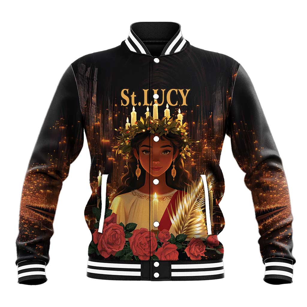 Happy St. Lucy Baseball Jacket Light of Christ - Wonder Print Shop