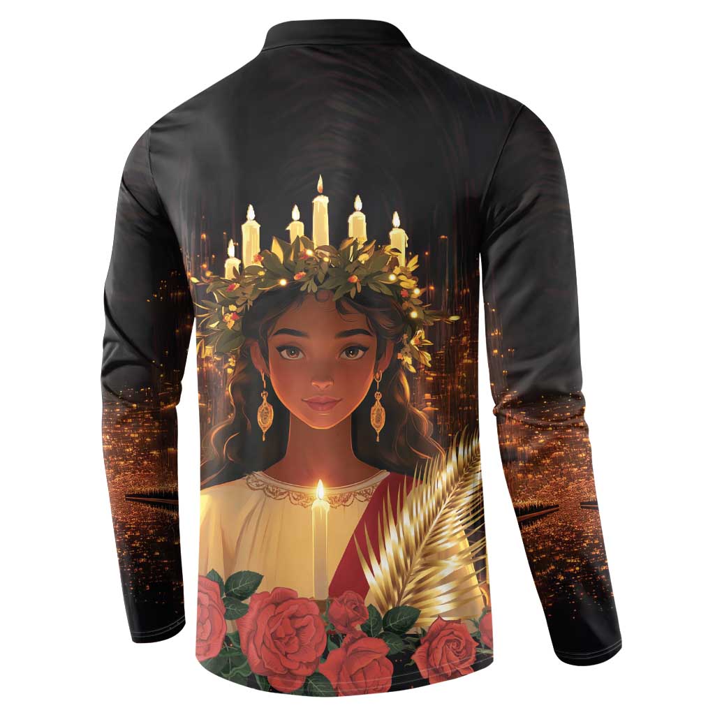 Happy St. Lucy Button Sweatshirt Light of Christ - Wonder Print Shop