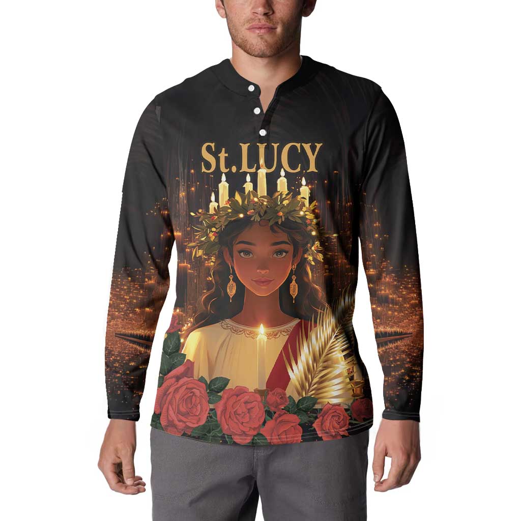 Happy St. Lucy Button Sweatshirt Light of Christ - Wonder Print Shop