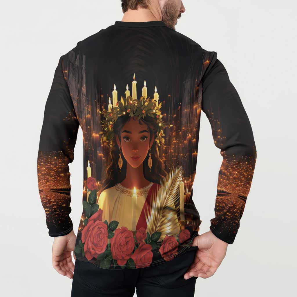 Happy St. Lucy Button Sweatshirt Light of Christ - Wonder Print Shop