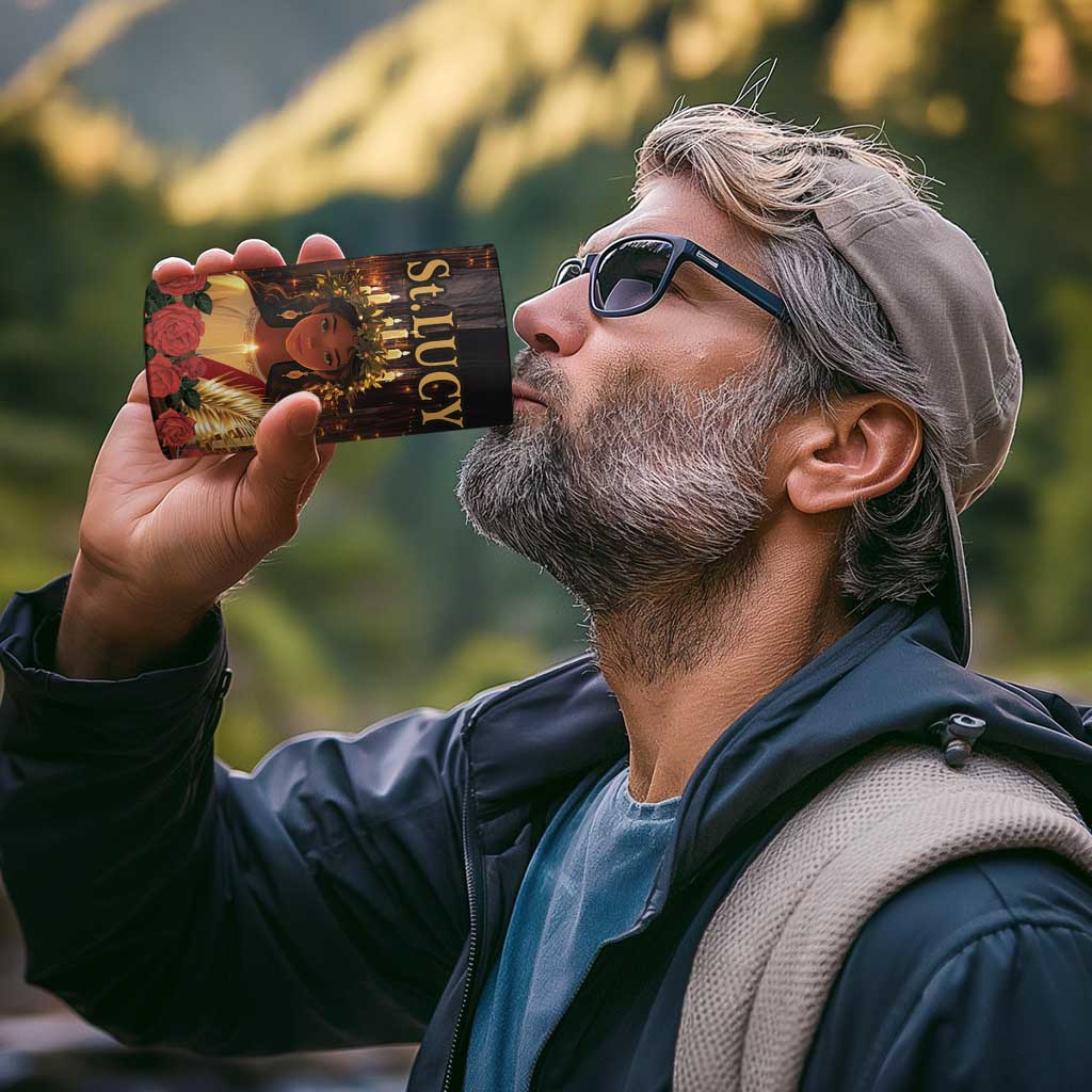 Happy St. Lucy 4 in 1 Can Cooler Tumbler Light of Christ - Wonder Print Shop