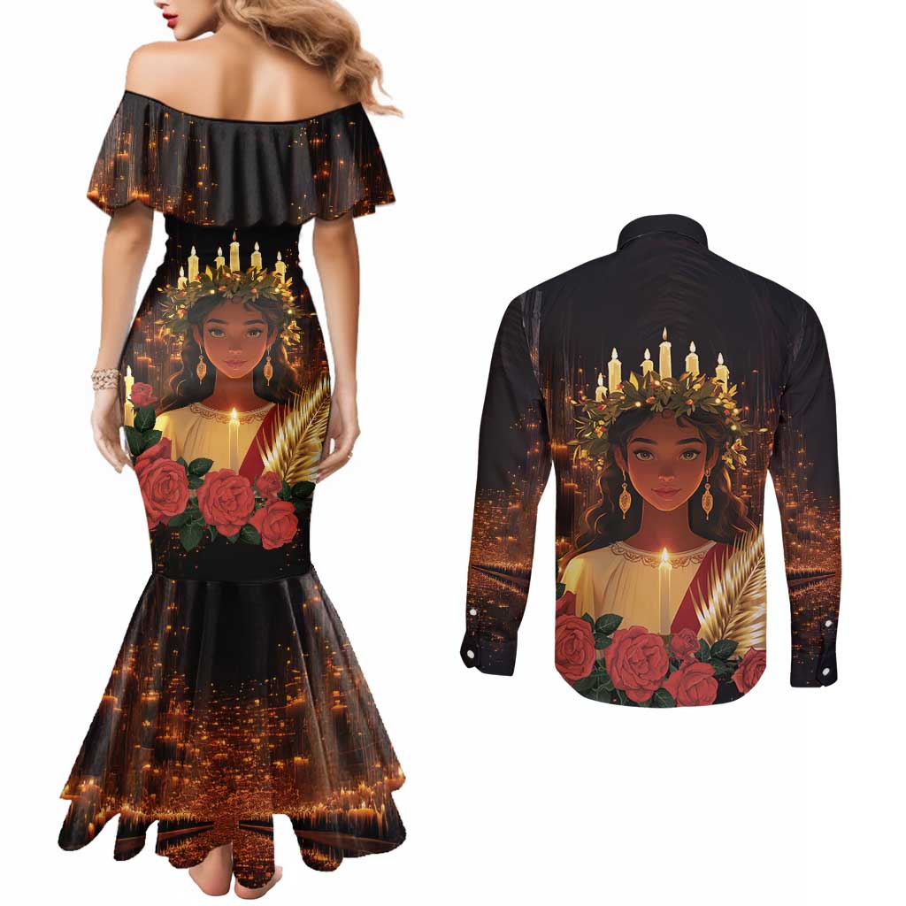 Happy St. Lucy Couples Matching Mermaid Dress and Long Sleeve Button Shirt Light of Christ