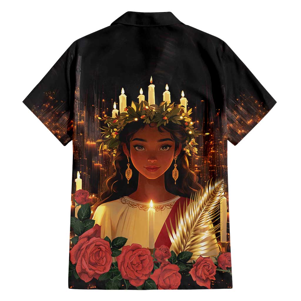 Happy St. Lucy Family Matching Long Sleeve Bodycon Dress and Hawaiian Shirt Light of Christ - Wonder Print Shop