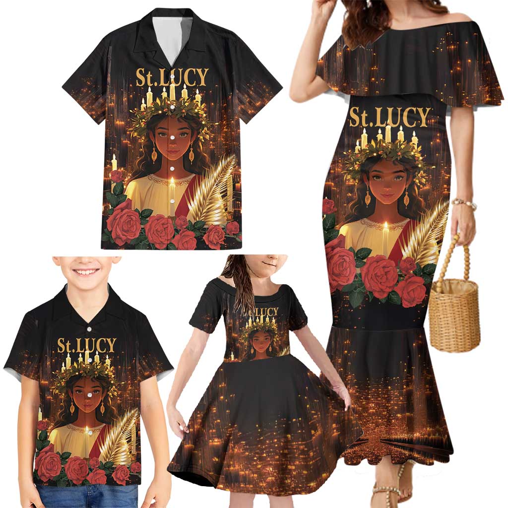 Happy St. Lucy Family Matching Mermaid Dress and Hawaiian Shirt Light of Christ - Wonder Print Shop