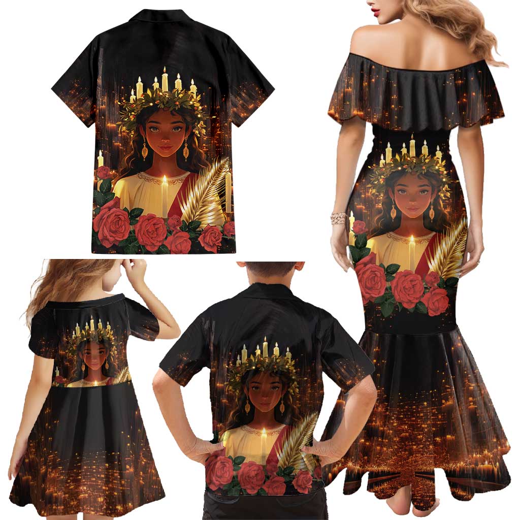 Happy St. Lucy Family Matching Mermaid Dress and Hawaiian Shirt Light of Christ - Wonder Print Shop