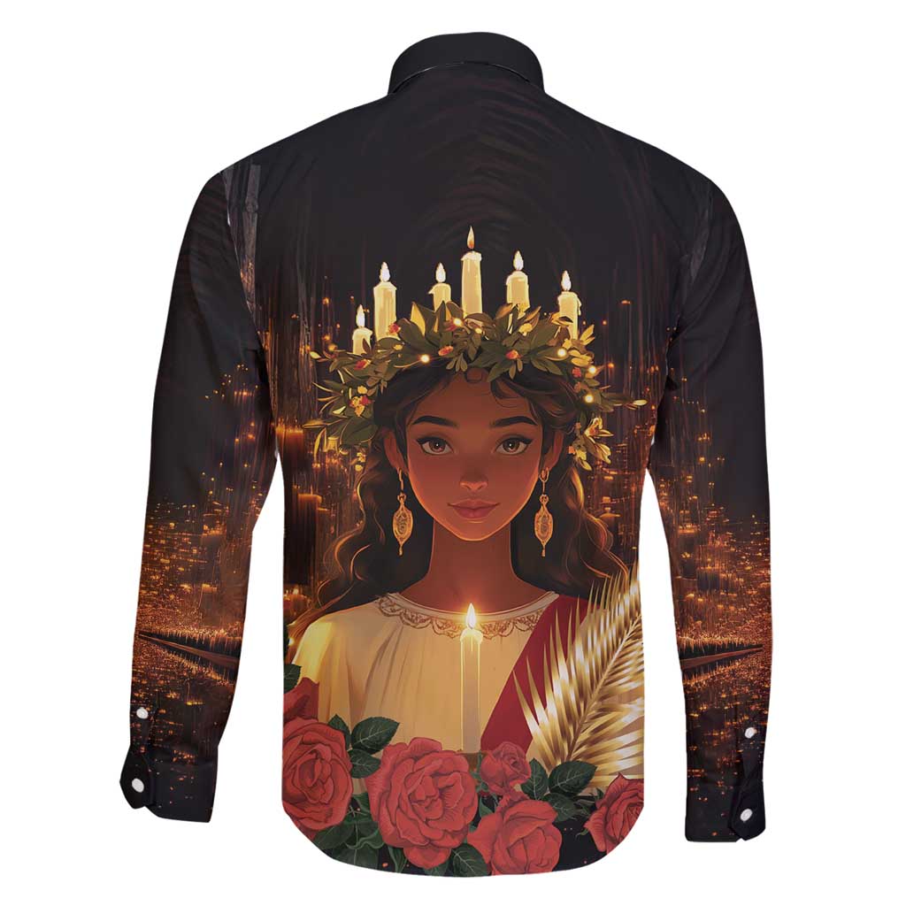 Happy St. Lucy Family Matching Off Shoulder Maxi Dress and Hawaiian Shirt Light of Christ - Wonder Print Shop