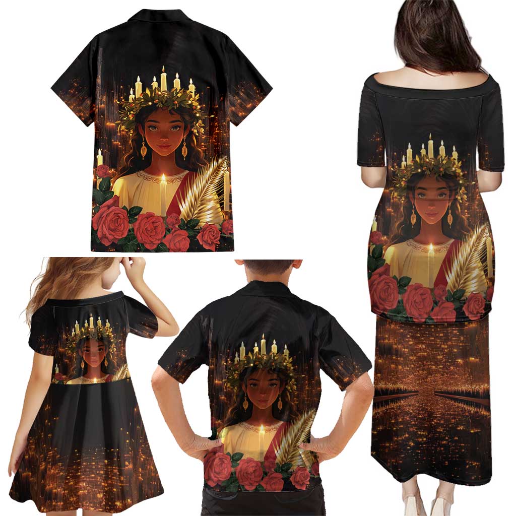 Happy St. Lucy Family Matching Puletasi and Hawaiian Shirt Light of Christ - Wonder Print Shop