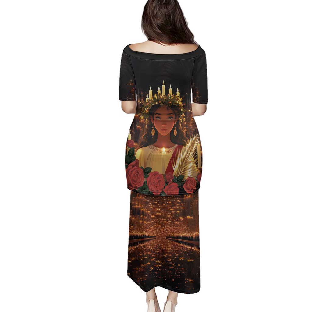 Happy St. Lucy Family Matching Puletasi and Hawaiian Shirt Light of Christ - Wonder Print Shop