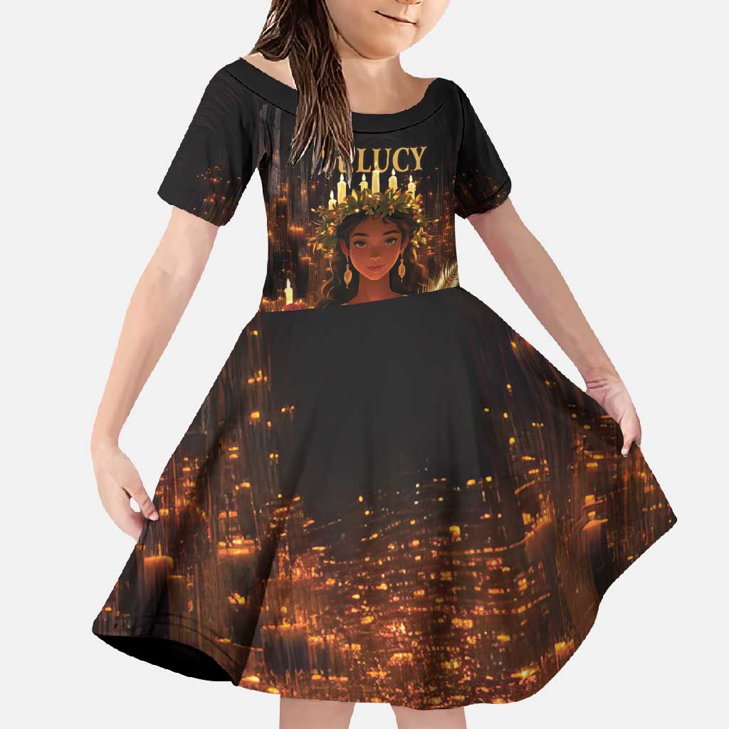 Happy St. Lucy Family Matching Short Sleeve Bodycon Dress and Hawaiian Shirt Light of Christ - Wonder Print Shop