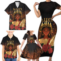 Happy St. Lucy Family Matching Short Sleeve Bodycon Dress and Hawaiian Shirt Light of Christ - Wonder Print Shop