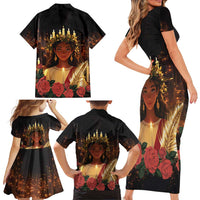 Happy St. Lucy Family Matching Short Sleeve Bodycon Dress and Hawaiian Shirt Light of Christ - Wonder Print Shop