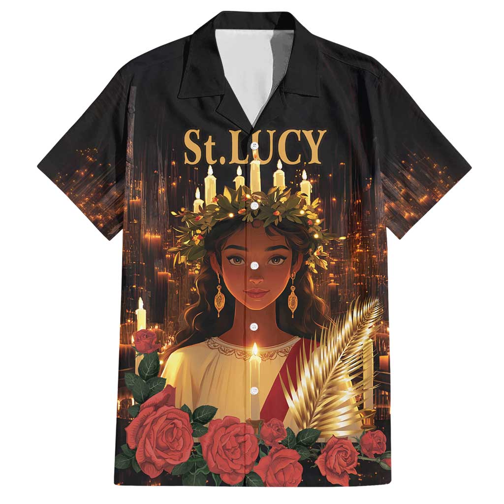 Happy St. Lucy Family Matching Short Sleeve Bodycon Dress and Hawaiian Shirt Light of Christ - Wonder Print Shop