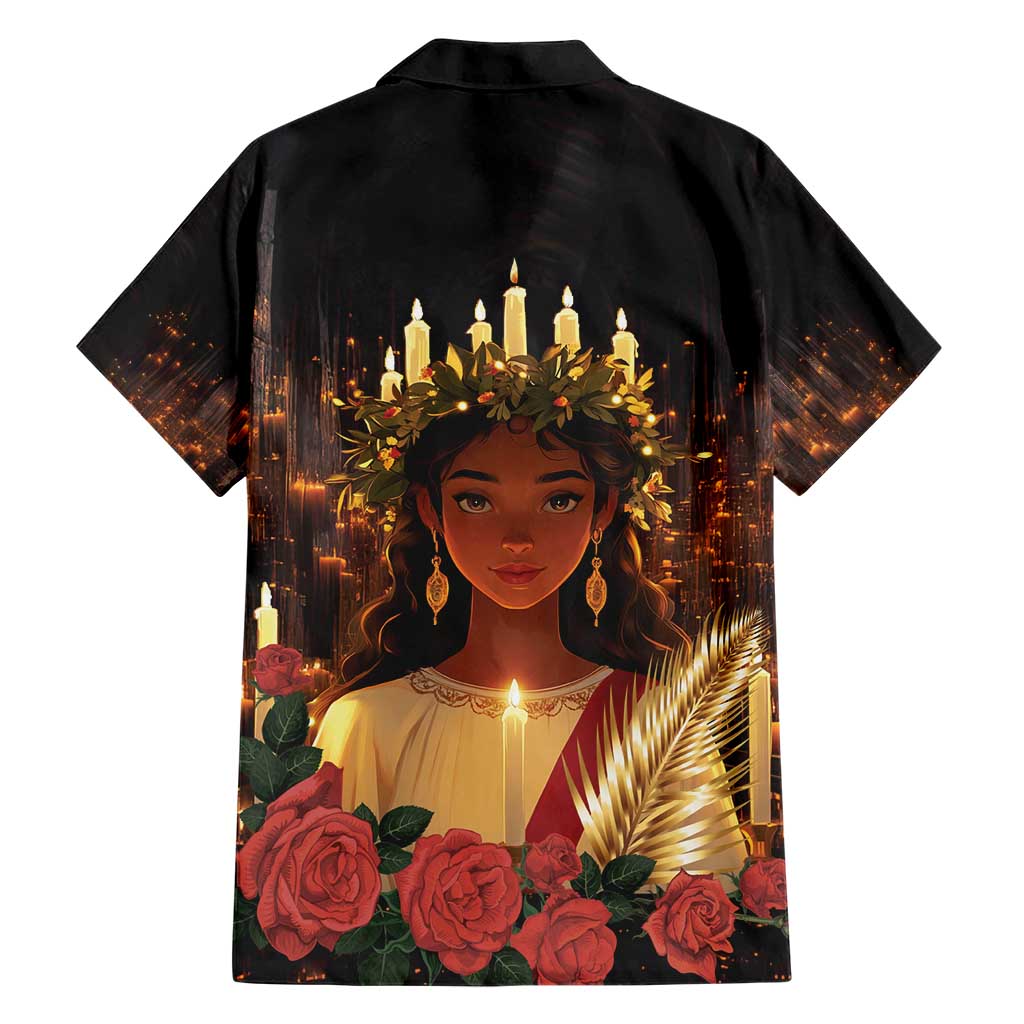 Happy St. Lucy Family Matching Short Sleeve Bodycon Dress and Hawaiian Shirt Light of Christ - Wonder Print Shop