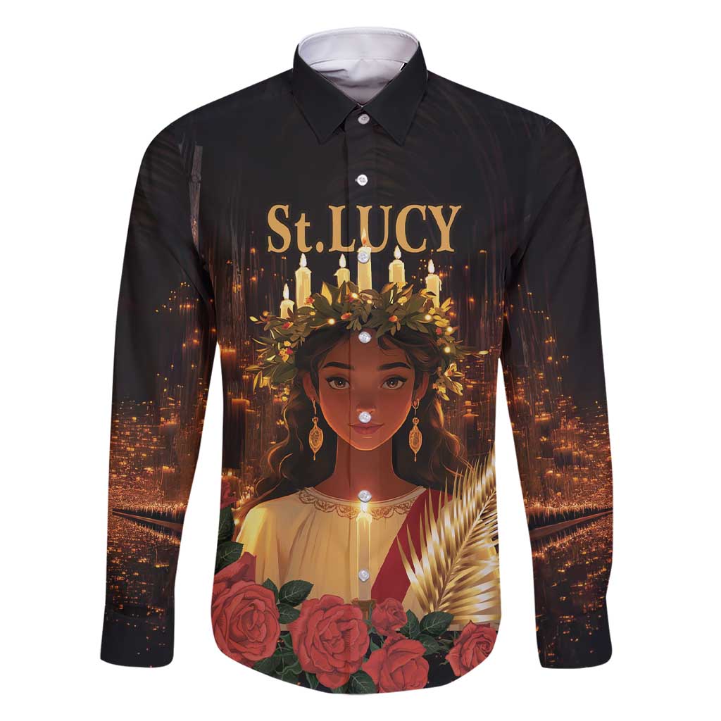 Happy St. Lucy Family Matching Short Sleeve Bodycon Dress and Hawaiian Shirt Light of Christ - Wonder Print Shop