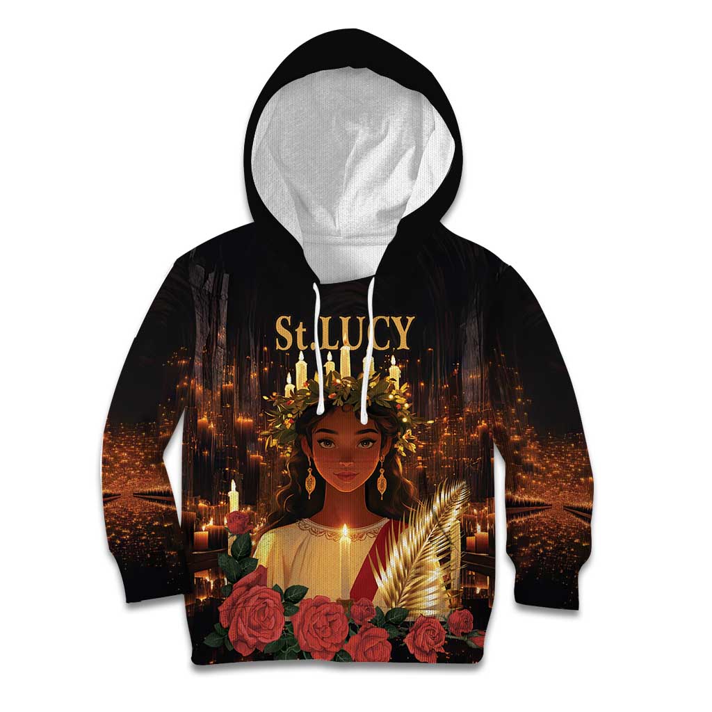 Happy St. Lucy Kid Hoodie Light of Christ - Wonder Print Shop