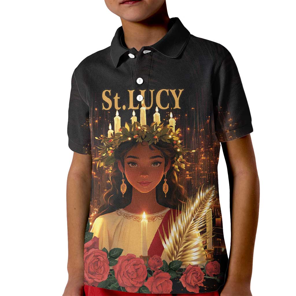 Happy St. Lucy Kid Polo Shirt Light of Christ - Wonder Print Shop