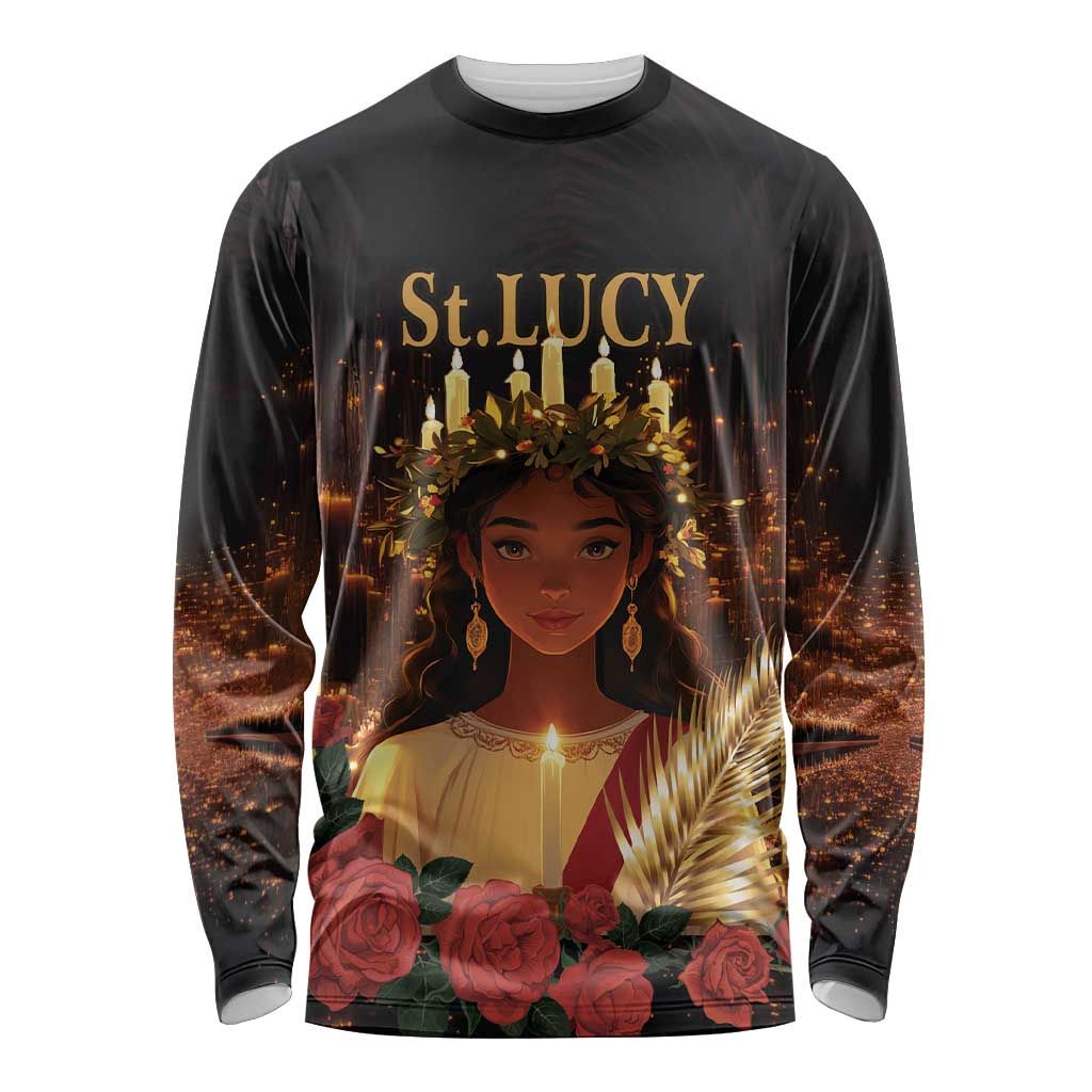 Happy St. Lucy Long Sleeve Shirt Light of Christ - Wonder Print Shop