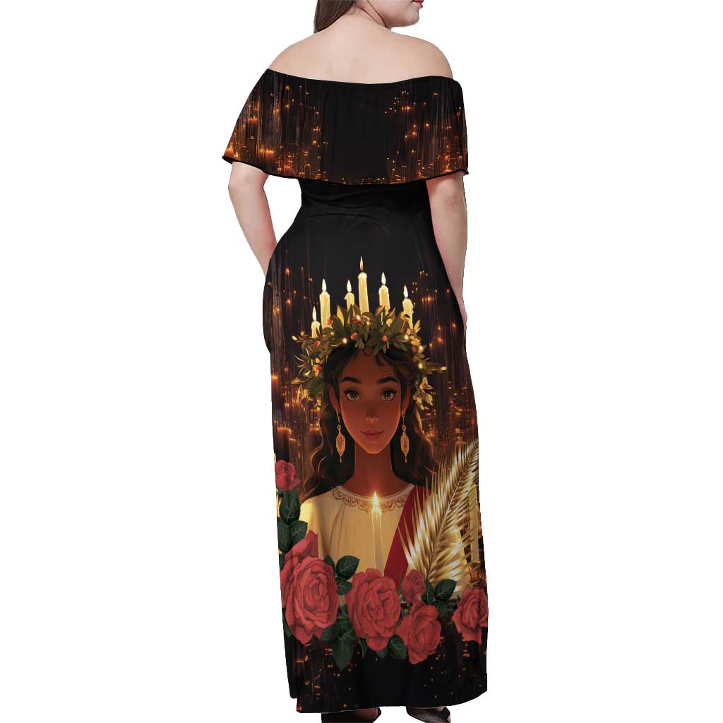 Happy St. Lucy Off Shoulder Maxi Dress Light of Christ - Wonder Print Shop