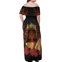 Happy St. Lucy Off Shoulder Maxi Dress Light of Christ - Wonder Print Shop
