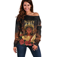 Happy St. Lucy Off Shoulder Sweater Light of Christ - Wonder Print Shop