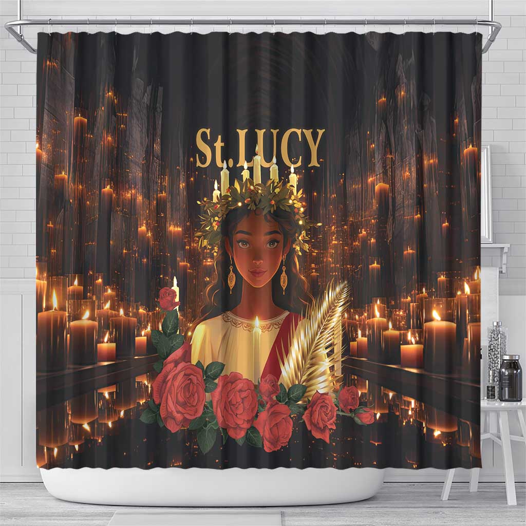 Happy St. Lucy Shower Curtain Light of Christ