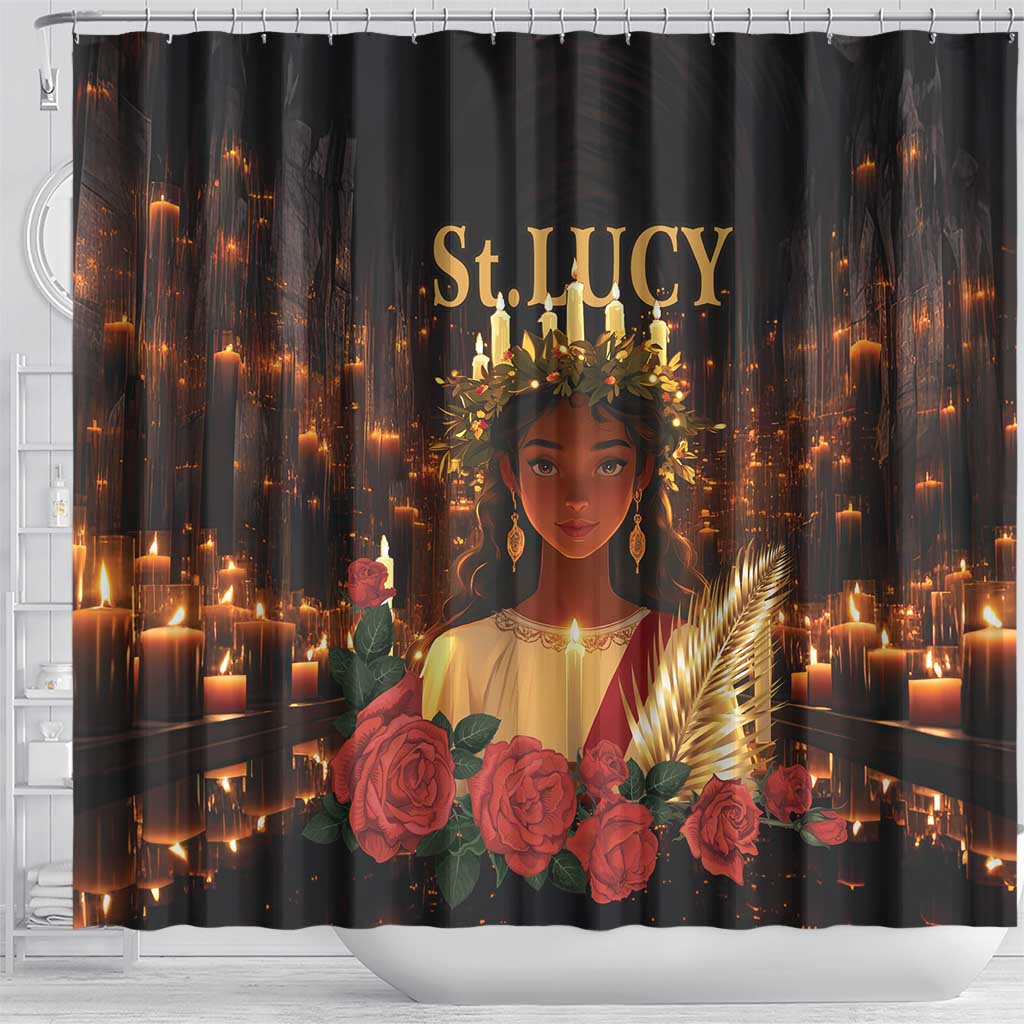 Happy St. Lucy Shower Curtain Light of Christ