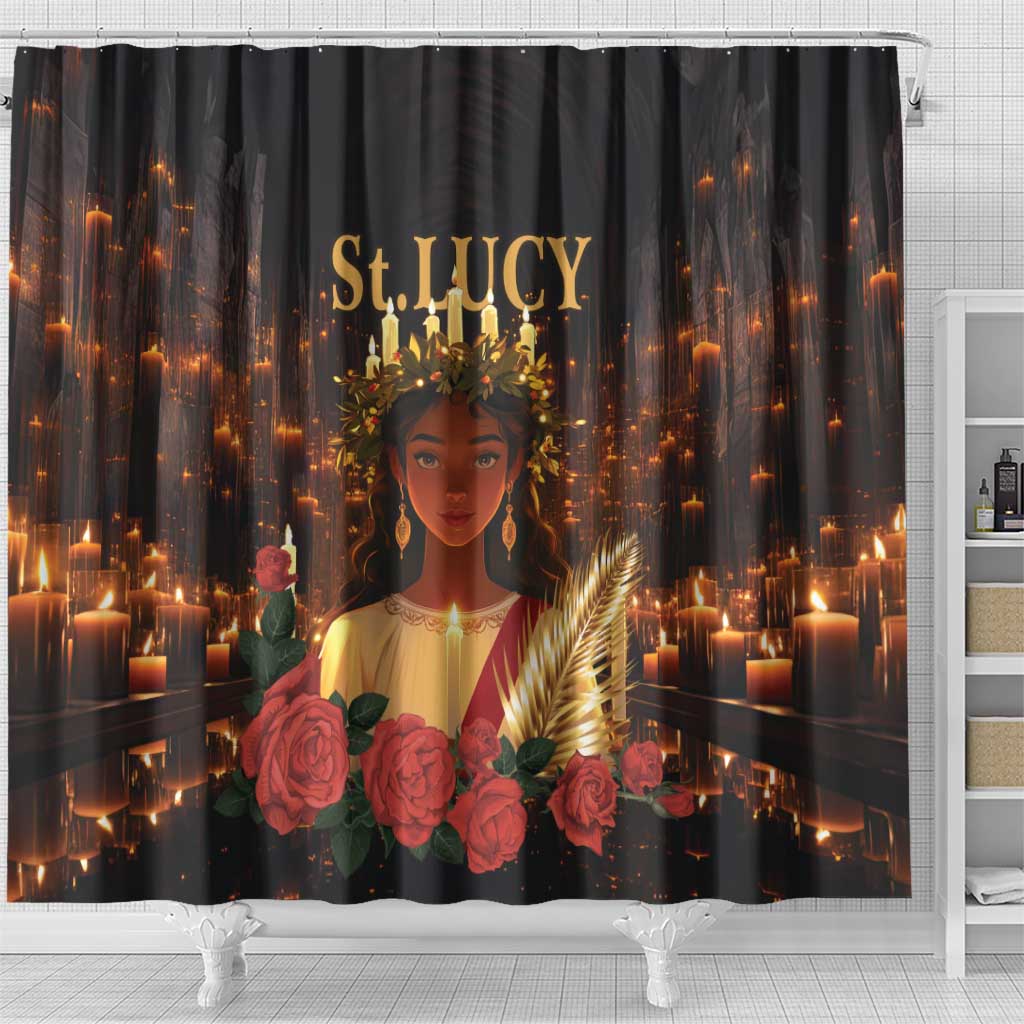 Happy St. Lucy Shower Curtain Light of Christ