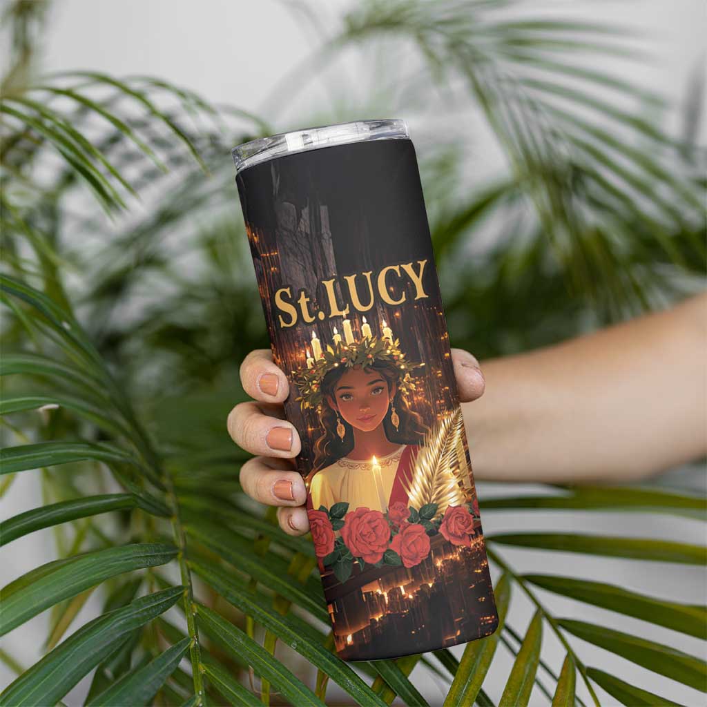 Happy St. Lucy Skinny Tumbler Light of Christ - Wonder Print Shop
