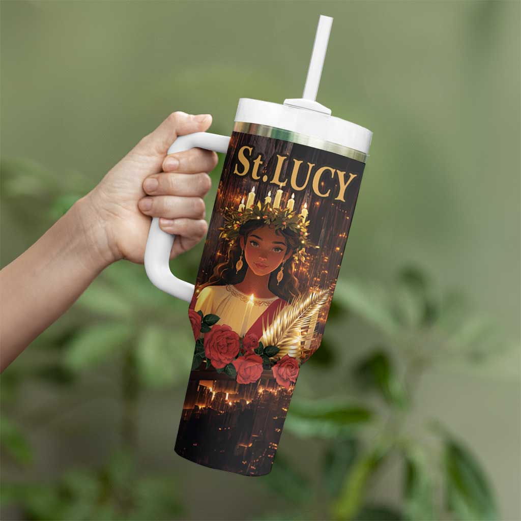 Happy St. Lucy Tumbler With Handle Light of Christ - Wonder Print Shop
