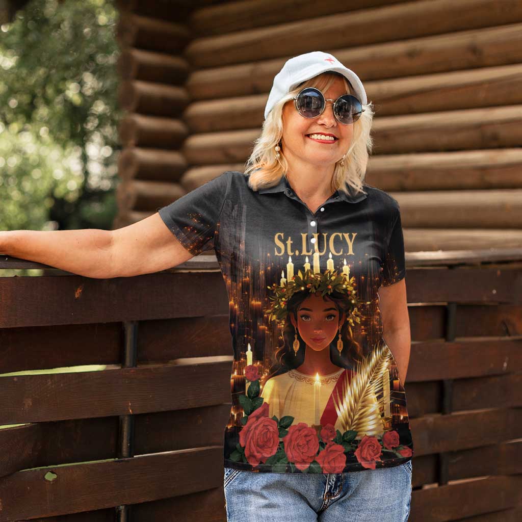 Happy St. Lucy Women Polo Shirt Light of Christ - Wonder Print Shop