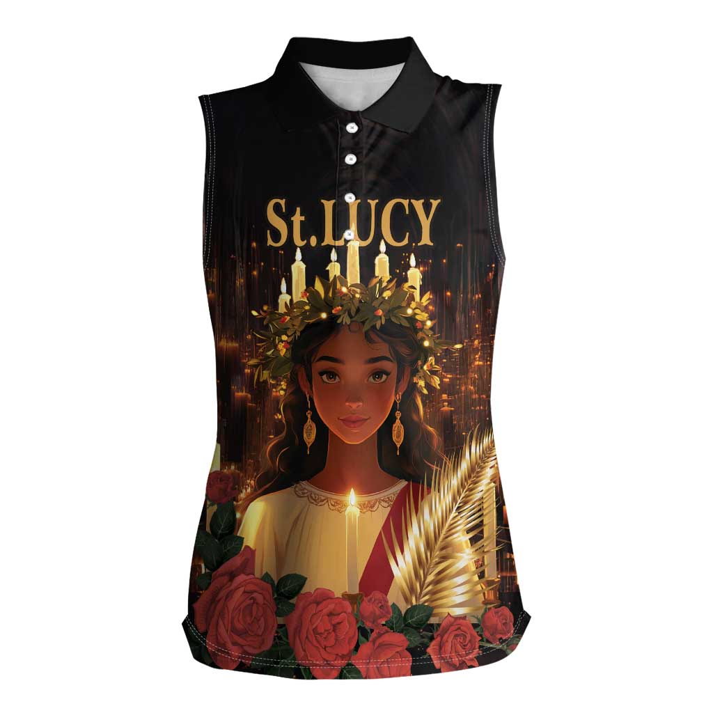 Happy St. Lucy Women Sleeveless Polo Shirt Light of Christ - Wonder Print Shop