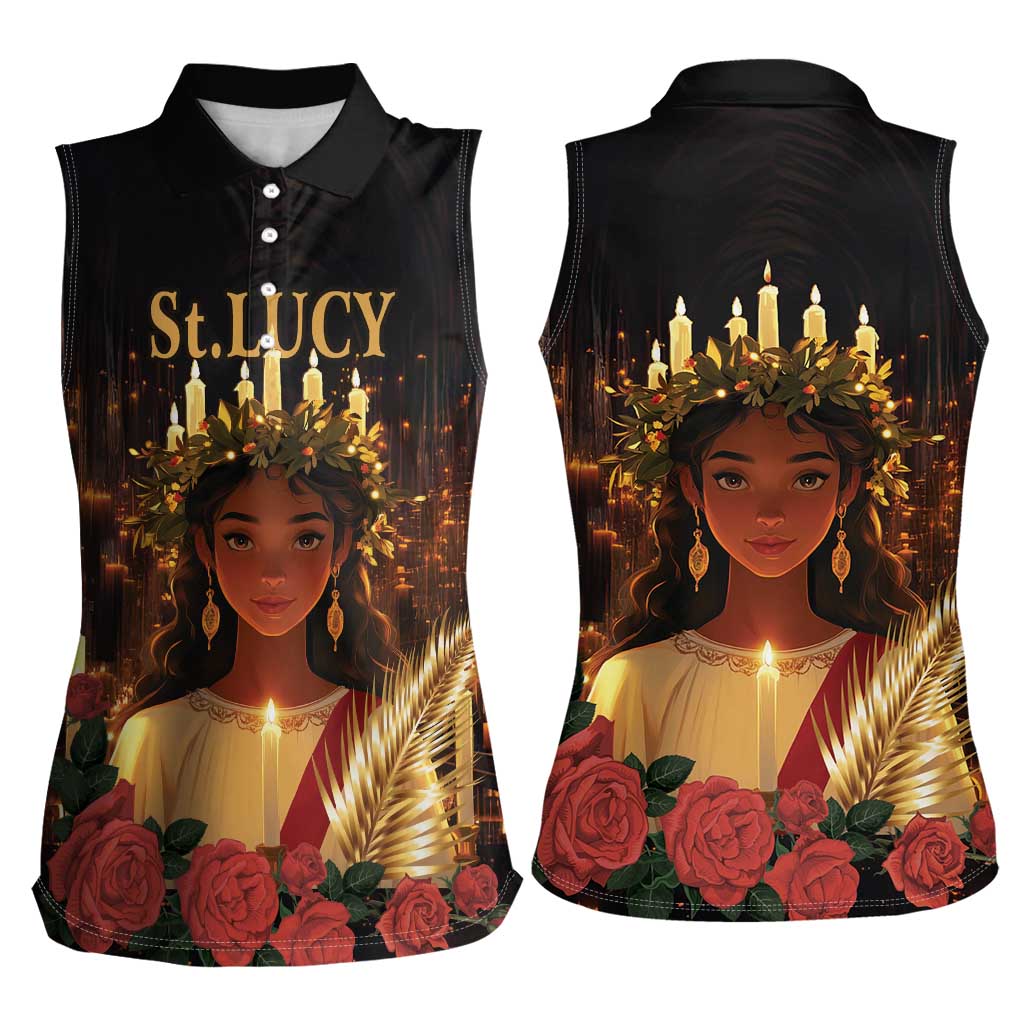 Happy St. Lucy Women Sleeveless Polo Shirt Light of Christ - Wonder Print Shop