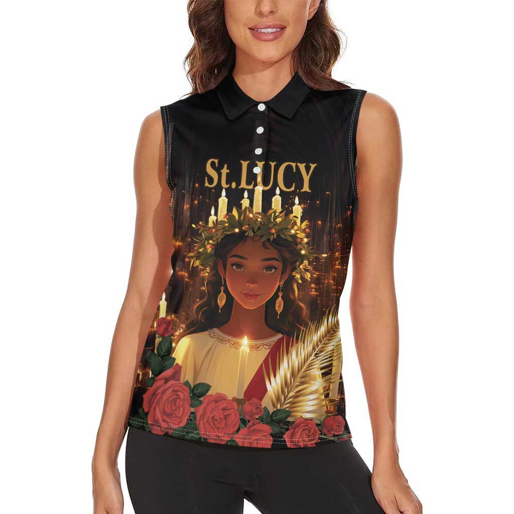 Happy St. Lucy Women Sleeveless Polo Shirt Light of Christ - Wonder Print Shop