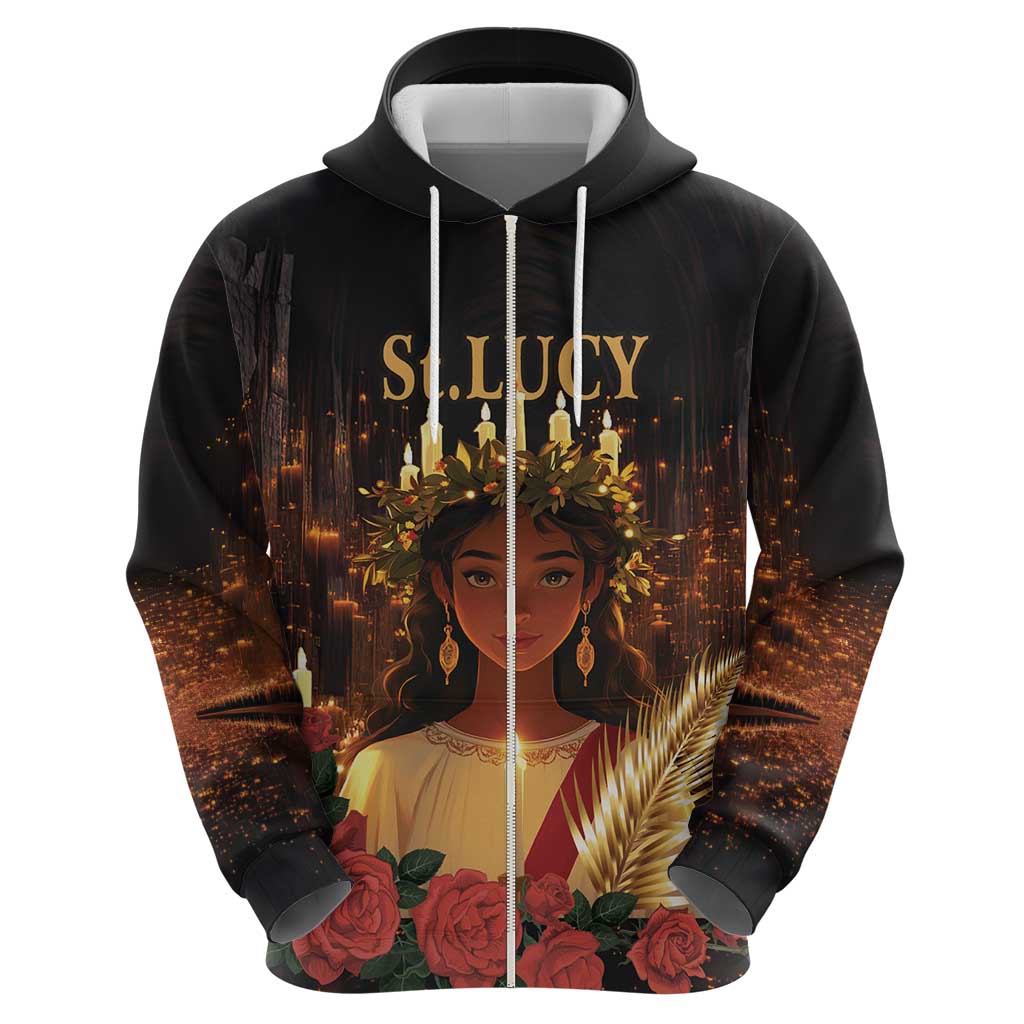 Happy St. Lucy Zip Hoodie Light of Christ - Wonder Print Shop