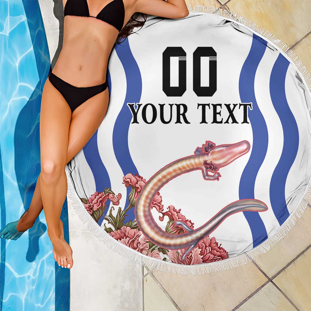 Custom Slovenia Independence Day Beach Blanket The Olm With Carnation Flowers - Wonder Print Shop