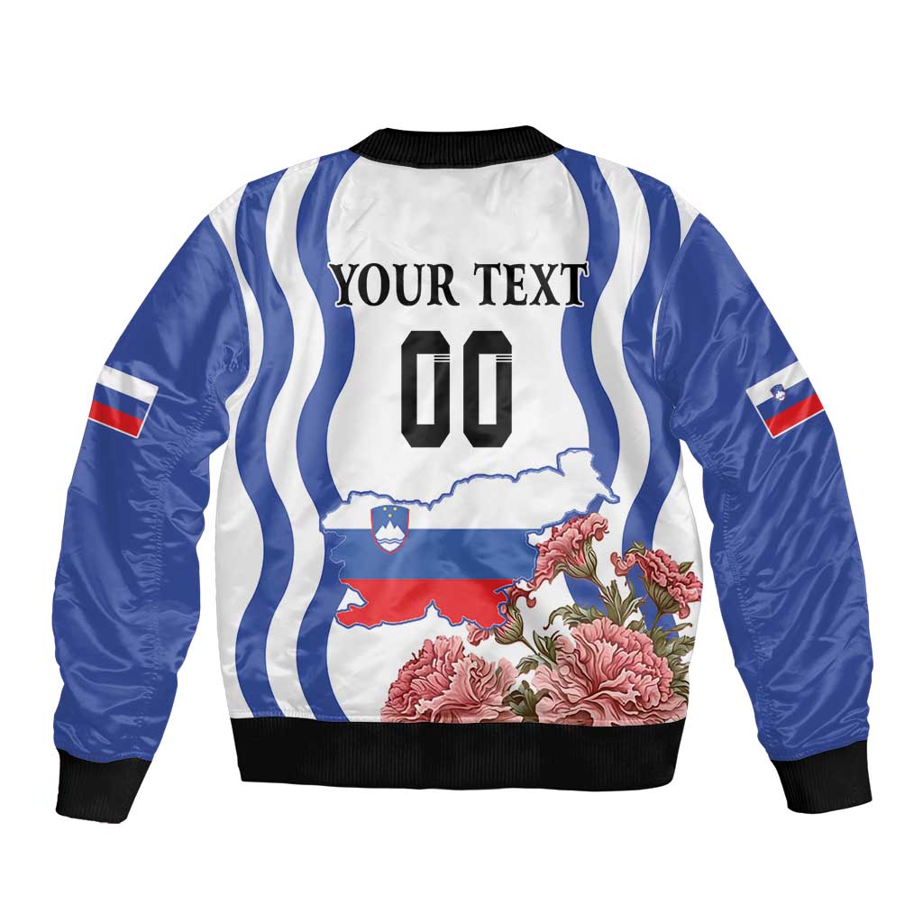 Custom Slovenia Independence Day Bomber Jacket The Olm With Carnation Flowers - Wonder Print Shop