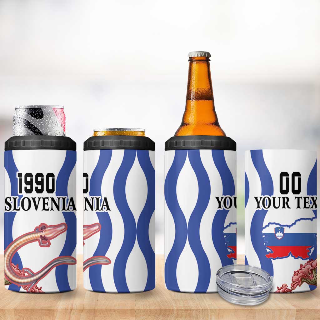 Custom Slovenia Independence Day 4 in 1 Can Cooler Tumbler The Olm With Carnation Flowers - Wonder Print Shop
