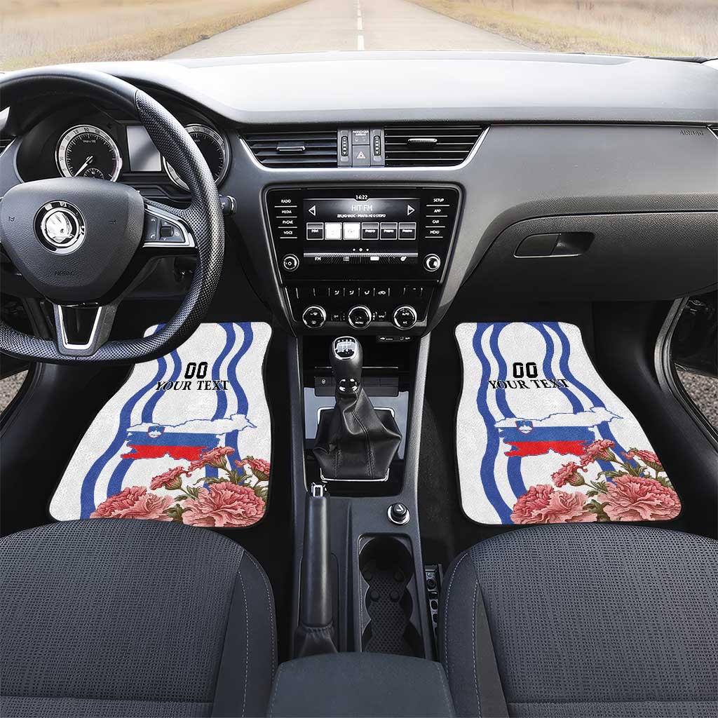 Custom Slovenia Independence Day Car Mats The Olm With Carnation Flowers - Wonder Print Shop