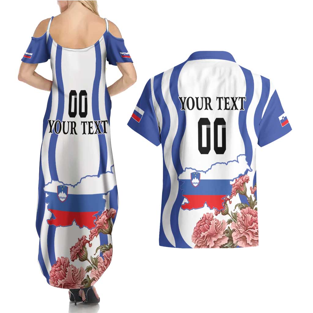 Custom Slovenia Independence Day Couples Matching Summer Maxi Dress and Hawaiian Shirt The Olm With Carnation Flowers - Wonder Print Shop