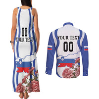 Custom Slovenia Independence Day Couples Matching Tank Maxi Dress and Long Sleeve Button Shirt The Olm With Carnation Flowers - Wonder Print Shop