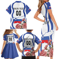 Custom Slovenia Independence Day Family Matching Short Sleeve Bodycon Dress and Hawaiian Shirt The Olm With Carnation Flowers - Wonder Print Shop